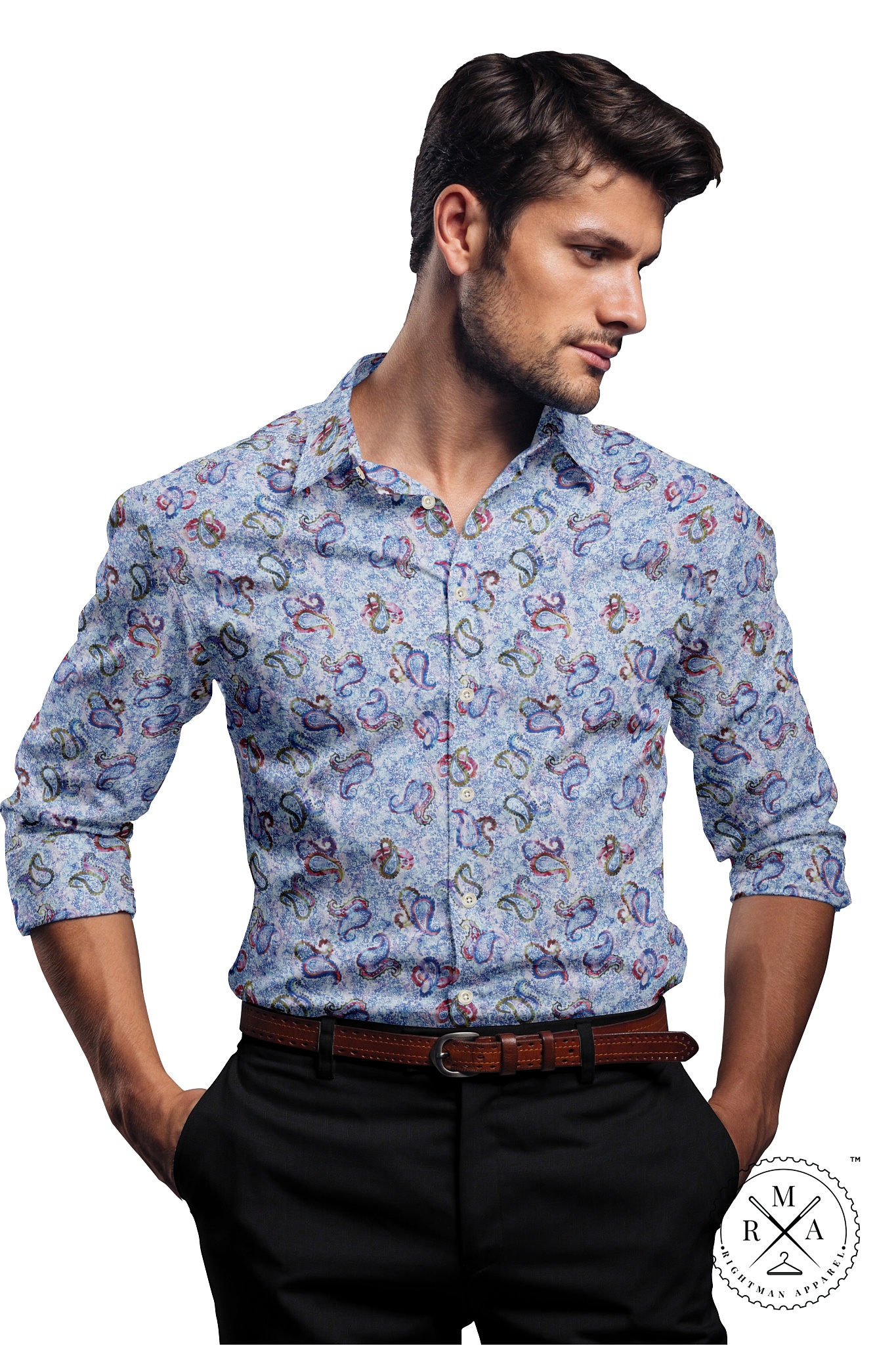 Sky Blue Printed Shirt SH246